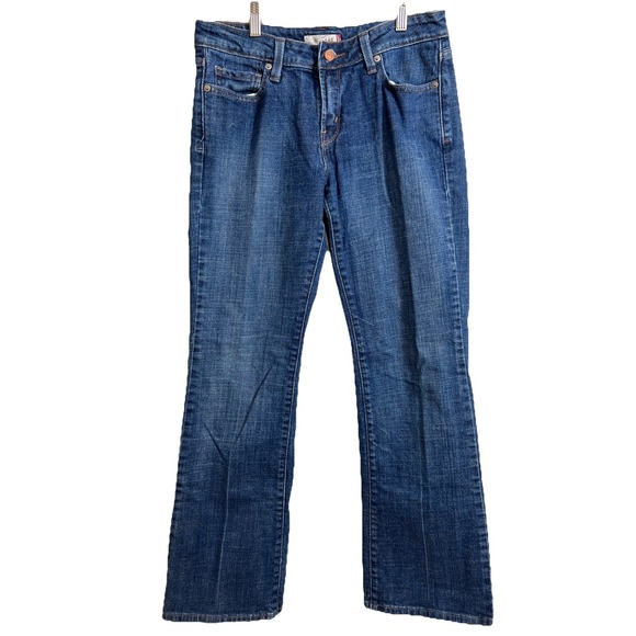 Levi's 545 Blue Denim Jeans Size 10M Low Rise Boot Cut Flared Y2K stretchy Pants - Picture 1 of 8